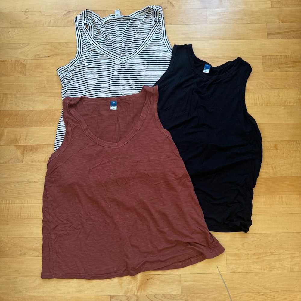 Old Navy Women's Striped, Black, and rust orange swing Tank Tops